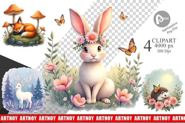Ethereal Forest Creatures Clipart Sublimation artnoy 