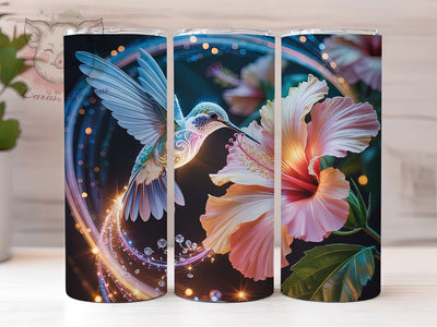 Ethereal Hummingbird Crystal 20oz Tumbler, Crystal Wings, Floral Design, Shimmering Light, Magical Illustration, 20oz Tumbler Wrap, Sublimation PNG Sublimation Lara' s Designs 