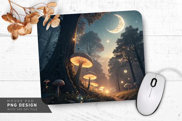 Ethereal Mushroom Landscape Mousepad Sublimation Regulrcrative 