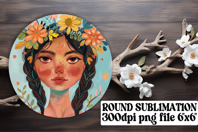 Ethereal Portrait Art Ornament Design - Sublimation Keychain Sublimation afrosvg 