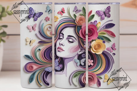Ethereal Quilled Face Butterfly Tumbler Sublimation sassyprint 