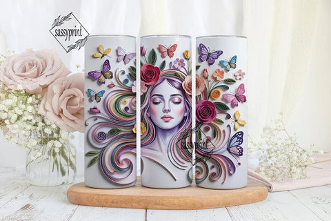 Ethereal Quilled Face Butterfly Tumbler Sublimation sassyprint 