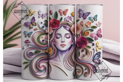 Ethereal Quilled Face Butterfly Tumbler Sublimation sassyprint 