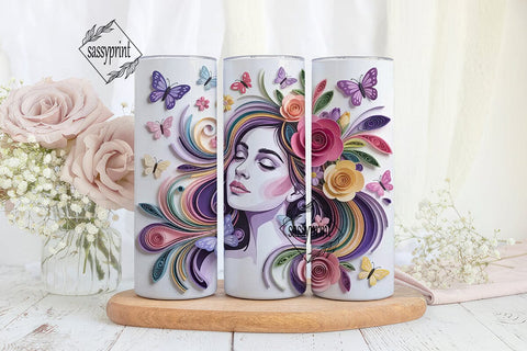 Ethereal Quilled Face Butterfly Tumbler Sublimation sassyprint 