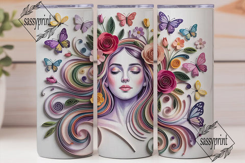 Ethereal Quilled Face Butterfly Tumbler Sublimation sassyprint 