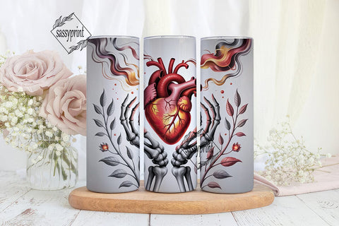Ethereal Skeleton Heart 20oz Tumbler Sublimation sassyprint 