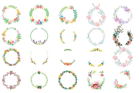Ethereal Watercolor Flower Wreath Bundle SVG naemmiah021 