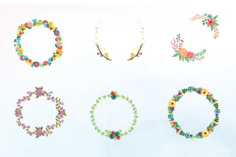Ethereal Watercolor Flower Wreath Bundle SVG naemmiah021 