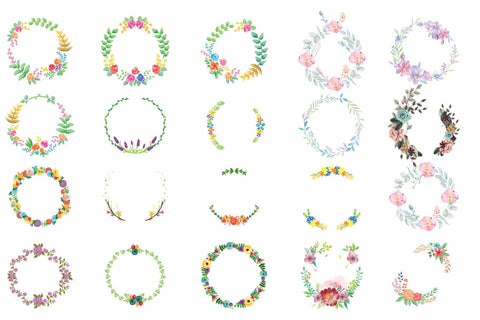 Ethereal Watercolor Flower Wreath Bundle SVG naemmiah021 
