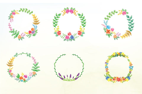 Ethereal Watercolor Flower Wreath Bundle SVG naemmiah021 