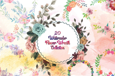 Ethereal Watercolor Flower Wreath Bundle SVG naemmiah021 