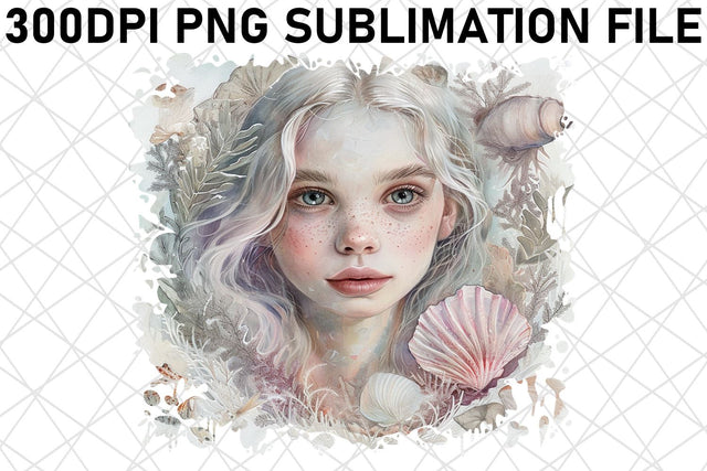 Ethereal Watercolor Mermaid Silhouette Set Sublimation afrosvg 