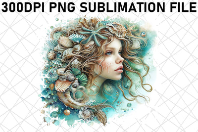 Ethereal Watercolor Mermaid Silhouette Set Sublimation afrosvg 