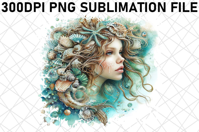 Ethereal Watercolor Mermaid Silhouette Set Sublimation afrosvg 