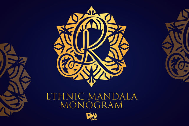 Ethnic Mandala Monogram Font Dm Letter Studio 