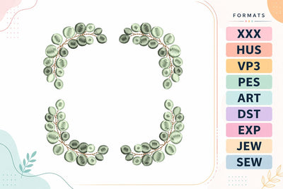 Eucalyptus Wreath Frame Floral Monogram Embroidery Design Embroidery/Applique DESIGNS sg embroidery 
