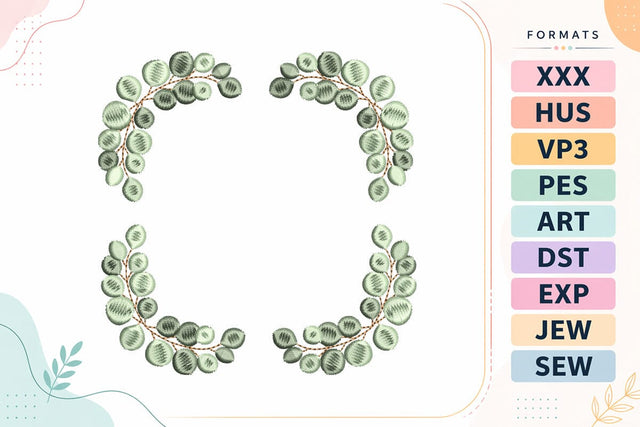 Eucalyptus Wreath Frame Floral Monogram Embroidery Design Embroidery/Applique DESIGNS sg embroidery 