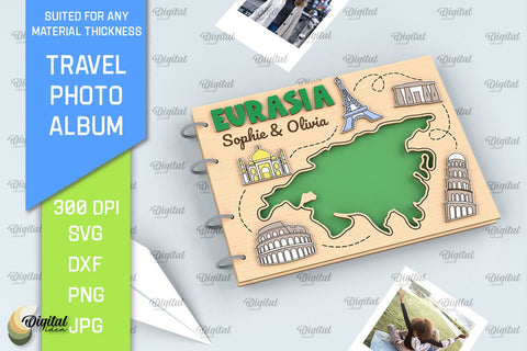 Eurasia Travel Photo Album Laser Cut. Memory Book SVG SVG Evgenyia Guschina 