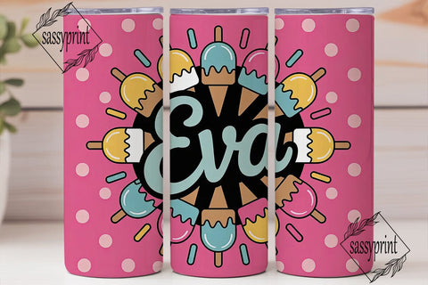 Eva Ice Cream 20oz Tumbler Wrap Sublimation sassyprint 