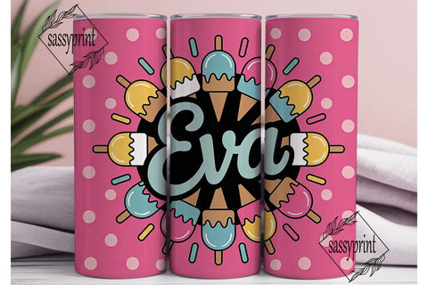 Eva Ice Cream 20oz Tumbler Wrap Sublimation sassyprint 