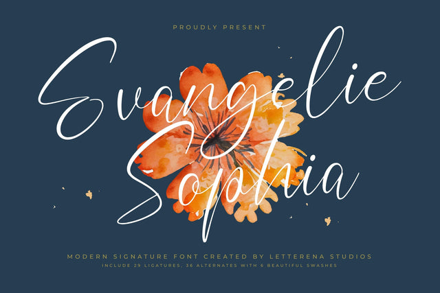 Evangelie Sophia - Modern Signature Font Font Letterena Studios 