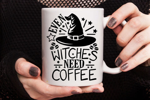 Even Witches Need Coffee| Witch Coffee SVG Cutting Files. SVG CosmosFineArt 