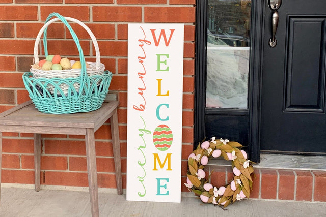 Every Bunny Welcome Easter Vertical Sign SVG Ikonart Design Shop 
