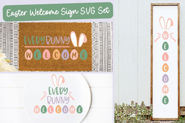 Every Bunny Welcome Porch Sign Trio SVG So Fontsy Design Shop 