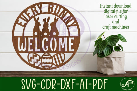 Every bunny welcome wall art sign, SVG file. vector SVG APInspireddesigns 