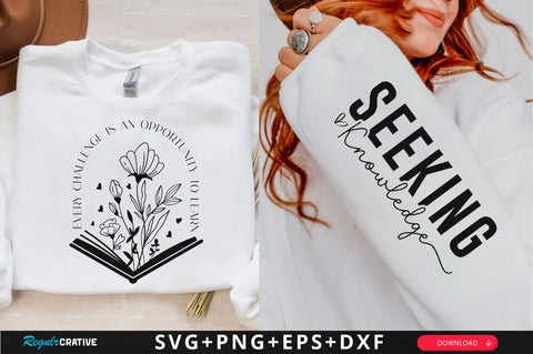 Every Challenge is an Opportunity to Learn Sleeve SVG Design, Inspirational sleeve SVG, Motivational Sleeve SVG Design, Positive Sleeve SVG SVG Regulrcrative 