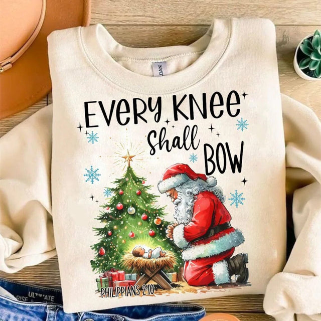 Every Knee Shall Bow PNG sublimation, Nativity Scene Png, Santa Christmas Png Sublimation BOO-design 