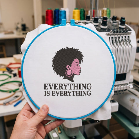 Everything Is Everything Embroidery Design – Afro Woman Silhouette Black Girl Art Machine Embroidery File Embroidery/Applique DESIGNS PatternFeed8 