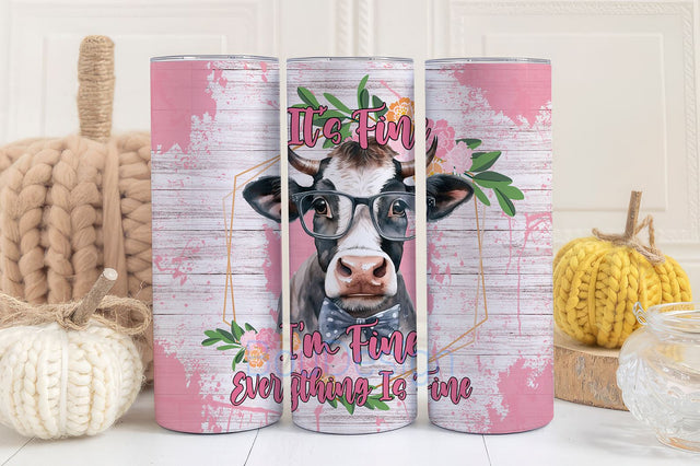 Everything is Fine 20 oz Skinny Tumbler Sublimation Design Digital Download PNG Instant, Funny Cow Tumbler Wrap, cow tumbler DIY, cow tumbler project, cow tumbler gift Sublimation BouDesign 