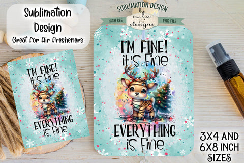 Everything Is Fine Reindeer Lights | Rectangle Sublimation PNG Sublimation Ewe-N-Me Designs 
