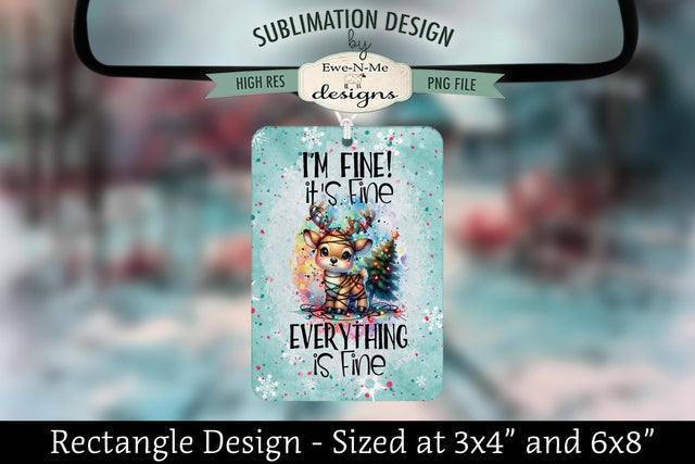 Everything Is Fine Reindeer Lights | Rectangle Sublimation PNG Sublimation Ewe-N-Me Designs 