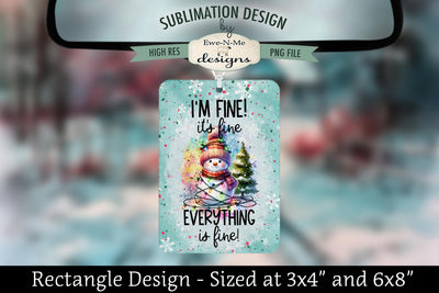 Everything Is Fine Snowman Lights | Rectangle Sublimation PNG Sublimation Ewe-N-Me Designs 