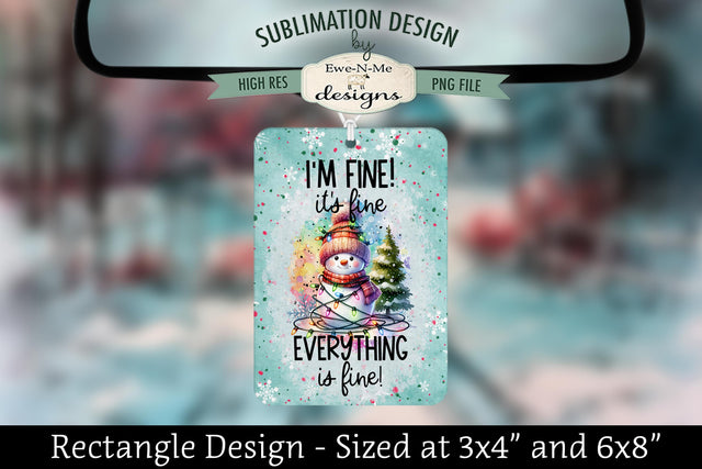Everything Is Fine Snowman Lights | Rectangle Sublimation PNG Sublimation Ewe-N-Me Designs 