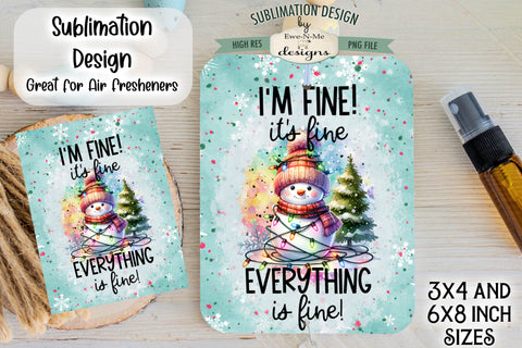 Everything Is Fine Snowman Lights | Rectangle Sublimation PNG Sublimation Ewe-N-Me Designs 
