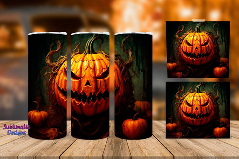 Evil Pumpkin Halloween Tumbler Wrap Bundle | Halloween 20 oz Skinny Tumbler Wrap Sublimation Designs Sublimation Sublimatiz Designs 