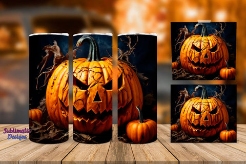 Evil Pumpkin Halloween Tumbler Wrap Bundle | Halloween 20 oz Skinny Tumbler Wrap Sublimation Designs Sublimation Sublimatiz Designs 