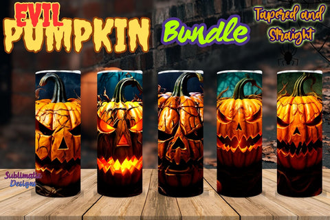 Evil Pumpkin Halloween Tumbler Wrap Bundle | Halloween 20 oz Skinny Tumbler Wrap Sublimation Designs Sublimation Sublimatiz Designs 