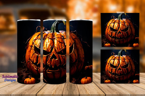 Evil Pumpkin Halloween Tumbler Wrap Bundle | Halloween 20 oz Skinny Tumbler Wrap Sublimation Designs Sublimation Sublimatiz Designs 