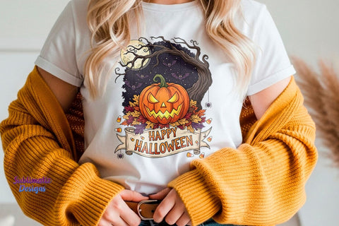 Evil Pumpkin Happy Halloween PNG Sublimation Sublimatiz Designs 