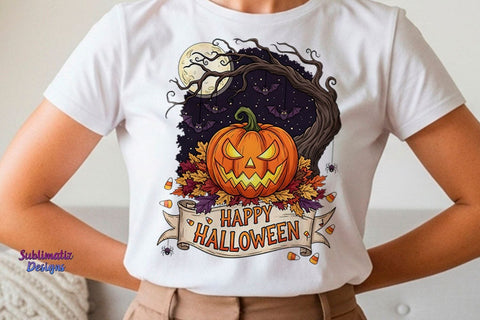 Evil Pumpkin Happy Halloween PNG Sublimation Sublimatiz Designs 