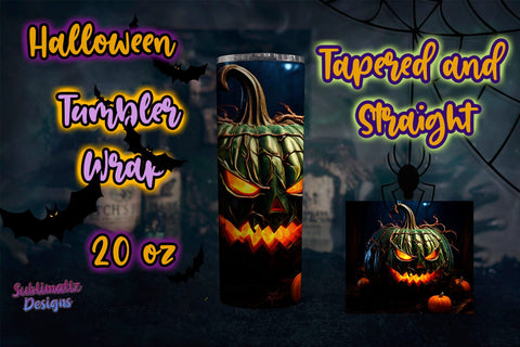Evil pumpkin in scary halloween Tumbler Wrap | 20 oz Skinny Tumbler Wrap Sublimation Design Sublimation Sublimatiz Designs 