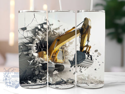Excavator 20oz Skinny Tumbler, Construction Tumbler Png, Straight & Tapered Tumbler Wrap, Instant Digital Download Sublimation ToriDesigns 