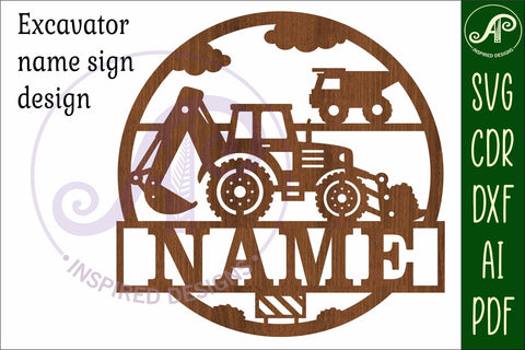 excavator construction name sign svg laser SVG APInspireddesigns 