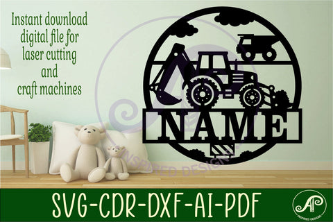excavator construction name sign svg laser SVG APInspireddesigns 
