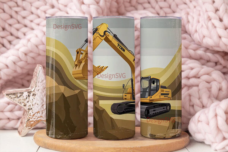 Excavator Grunge 20oz Tumbler Wrap Sublimation DesignSVG 