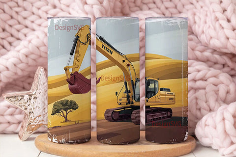 Excavator Grunge 20oz Tumbler Wrap Sublimation DesignSVG 